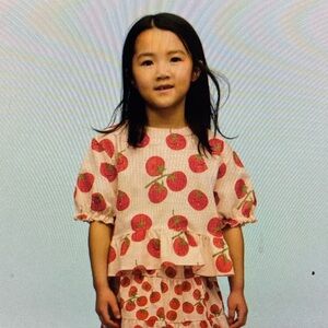 H&M Pink Tomato-Print Peplum Top for Kids